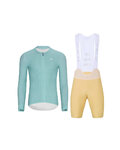 HOLOKOLO Cycling long sleeve jersey and bibtights - ELEVATE - beige/light blue