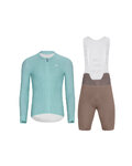 HOLOKOLO Cycling long sleeve jersey and bibtights - ELEVATE - brown/light blue