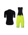 RIVANELLE Cycling short sleeve jersey and shorts - VICTORIOUS LADY - yellow/black