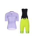 RIVANELLE Cycling short sleeve jersey and shorts - GLAMOR - yellow/black/purple