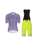 RIVANELLE Cycling short sleeve jersey and shorts - ELEVATE - yellow/black/purple