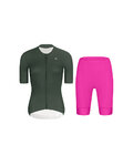 RIVANELLE Cycling short sleeve jersey and shorts - ELEVATE - cyclamen/green