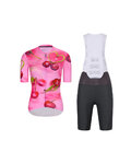 RIVANELLE Cycling short sleeve jersey and shorts - CHERIE - anthracite/pink