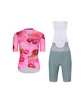 RIVANELLE Cycling short sleeve jersey and shorts - CHERIE - green/pink