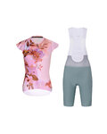 RIVANELLE Cycling short sleeve jersey and shorts - MISS FLOWERY - green/pink