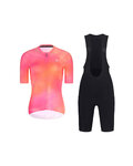 RIVANELLE Cycling short sleeve jersey and shorts - COSMA - black/orange/pink