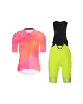 RIVANELLE Cycling short sleeve jersey and shorts - COSMA - yellow/black/orange/pink