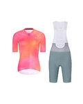 RIVANELLE Cycling short sleeve jersey and shorts - COSMA - green/orange/pink