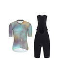 RIVANELLE Cycling short sleeve jersey and shorts - COSMA - black/purple/gold
