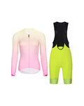 RIVANELLE Cycling long sleeve jersey and bibtights - ELEVATE - yellow/black/pink/multicolour