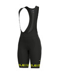 ALÉ Cycling bib shorts - GRAPHICS PRR STRADA LADY - black/yellow