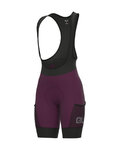 ALÉ Cycling bib shorts - OFF-ROAD GRAVEL STONES CARGO LADY - purple