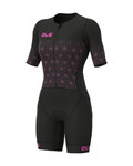 ALÉ Cycling skinsuit - TRIATHLON  MAUI LONG TRI LADY SS - black/pink
