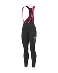 ALÉ Cycling long bib trousers - SOLID ESSENTIAL - pink/black