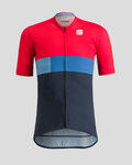 SPORTFUL Cycling short sleeve jersey - SNAP KID - cyclamen/blue