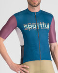 SPORTFUL Cycling short sleeve jersey - SUPERGIARA LOGO - blue/bordeaux