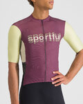 SPORTFUL Cycling short sleeve jersey - SUPERGIARA LOGO - bordeaux/yellow