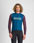 SPORTFUL Cycling winter long sleeve jersey - SUPERGIARA LOGO THERMAL - blue/purple
