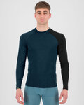 KARPOS Cycling long sleeve t-shirt - DINAMICO MERINO 130 - blue/black