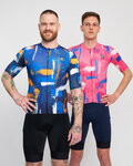 HOLOKOLO Cycling short sleeve jersey - STROKES - pink/blue