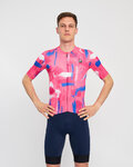 HOLOKOLO Cycling short sleeve jersey - STROKES - pink/blue
