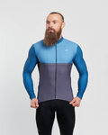 HOLOKOLO Cycling winter long sleeve jersey - STRIPES WINTER - blue