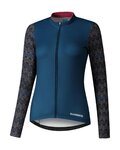 SHIMANO Cycling winter long sleeve jersey - KAEDE PRINTED LONG - blue