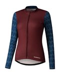 SHIMANO Cycling winter long sleeve jersey - KAEDE PRINTED LONG - bordeaux/blue