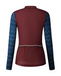 SHIMANO Cycling winter long sleeve jersey - KAEDE PRINTED LONG - bordeaux/blue