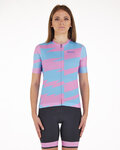SANTINI Cycling short sleeve jersey - FURIA SMART - pink/turquoise