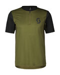 SCOTT Cycling short sleeve jersey - TRAIL VERTIC ZIP SS - green/black
