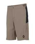 SCOTT Cycling shorts without bib - VERTIC LT W/PAD - beige/black