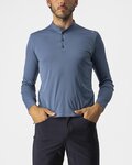 CASTELLI Cycling long sleeve t-shirt - TECH 2 HENLEY - blue