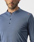 CASTELLI Cycling long sleeve t-shirt - TECH 2 HENLEY - blue