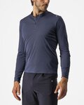 CASTELLI Cycling long sleeve t-shirt - TECH 2 HENLEY - blue