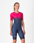 CASTELLI Cycling skinsuit - CORE TRI W SUIT SHORT SLEEVE - blue/pink