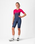 CASTELLI Cycling skinsuit - CORE TRI W SUIT SHORT SLEEVE - blue/pink