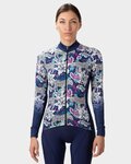 ALÉ Cycling winter long sleeve jersey - HIBISCUS PR-R - blue/white