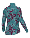 ALÉ Cycling winter long sleeve jersey - PR-E FLOWER - turquoise