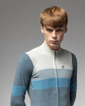 ALÉ Cycling winter long sleeve jersey - WOOL LINE - blue/grey