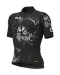 ALÉ Cycling short sleeve jersey and shorts - SKULL - black/white/light blue