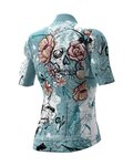 ALÉ Cycling short sleeve jersey - SKULL LADY - light blue