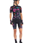 ALÉ Cycling short sleeve jersey and shorts - BUTTERFLY LADY - black/multicolour