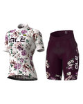 ALÉ Cycling short sleeve jersey and shorts - FIORI LADY - bordeaux/white