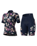 ALÉ Cycling short sleeve jersey and shorts - FIORI LADY - blue/purple