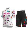 ALÉ Cycling short sleeve jersey and shorts - BUTTERFLY LADY - multicolour/white