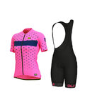 ALÉ Cycling short sleeve jersey and shorts - STARS LADY - black/pink