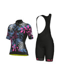 ALÉ Cycling short sleeve jersey and shorts - PR-S GARDEN LADY - pink/blue/black