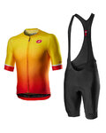 CASTELLI Cycling short sleeve jersey and shorts - AERO RACE II - black/yellow/red