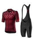 CASTELLI Cycling short sleeve jersey and shorts - AVANTI II - bordeaux/black